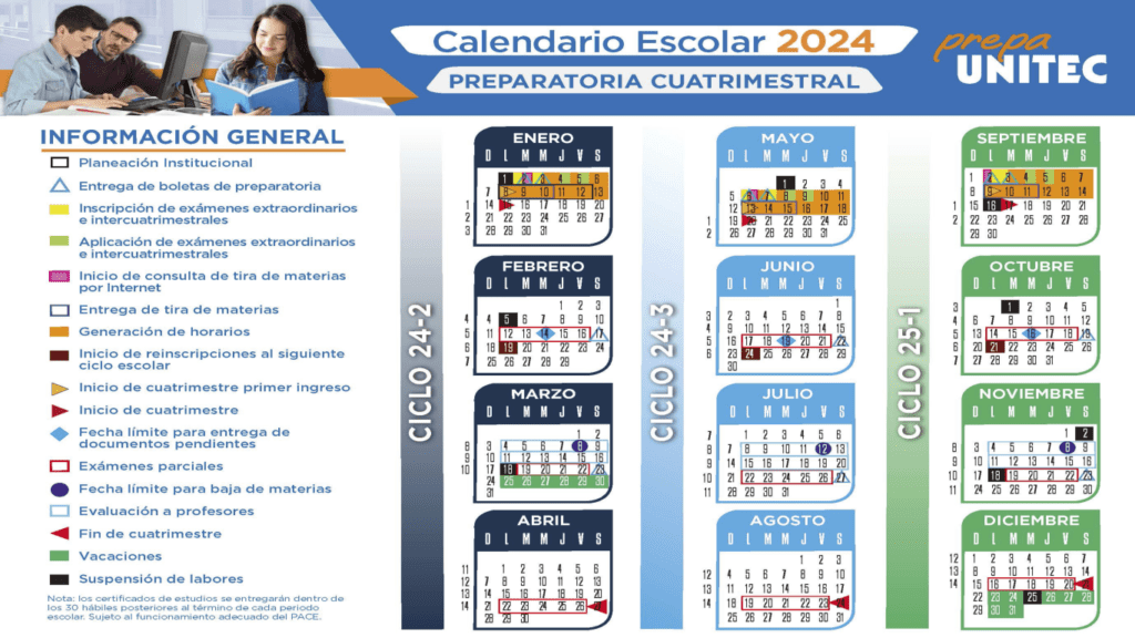 calendario unitec preparatoria 2024